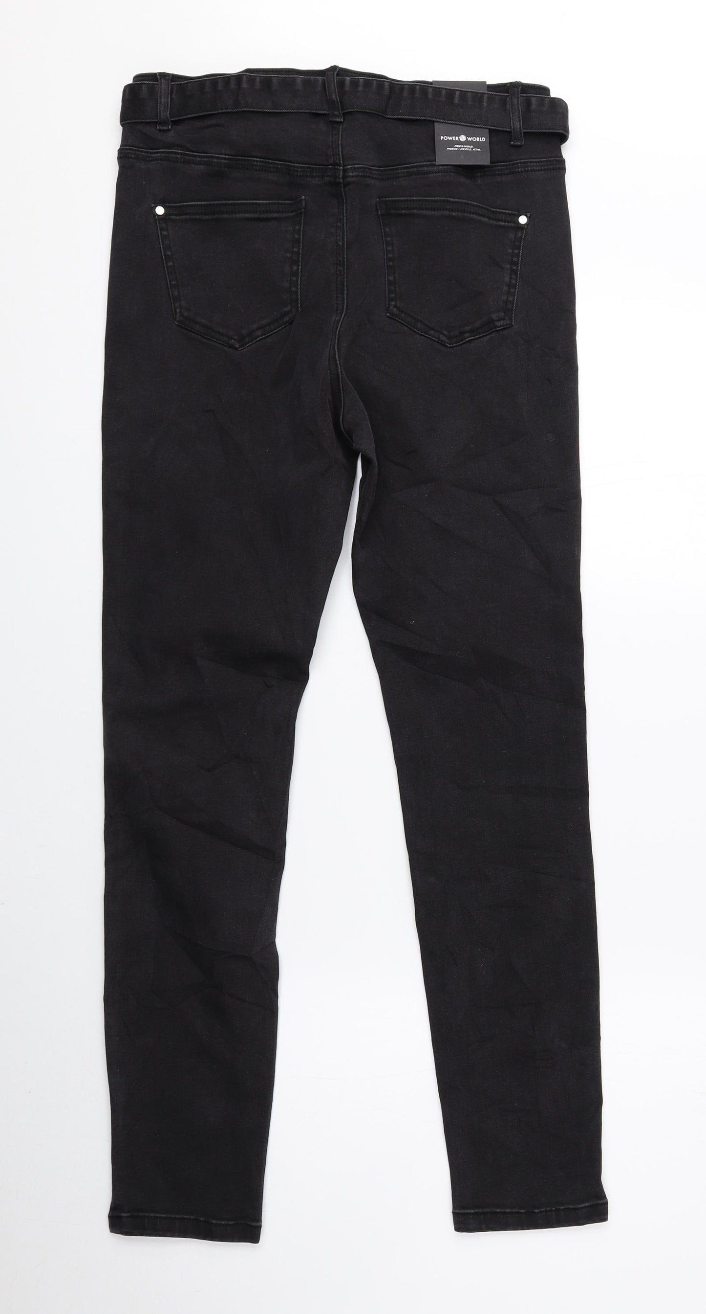 Power World Womens Black Cotton Skinny Jeans Size 10 L26 in Regular Zip