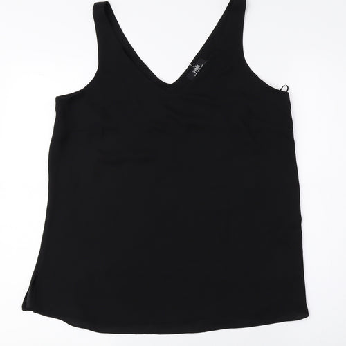 Wallis Womens Black Polyester Basic Tank Size 10 V-Neck