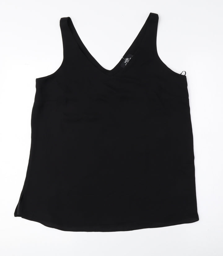 Wallis Womens Black Polyester Basic Tank Size 10 V-Neck