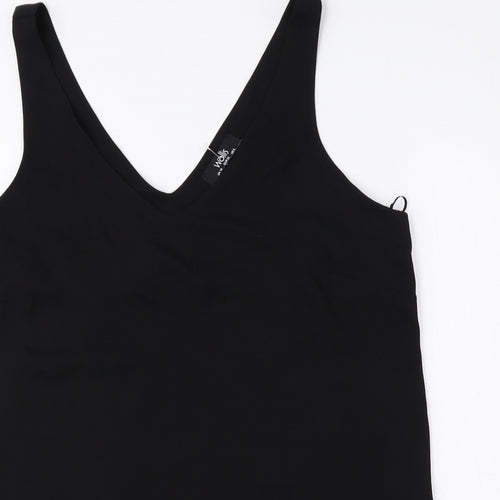 Wallis Womens Black Polyester Basic Tank Size 10 V-Neck