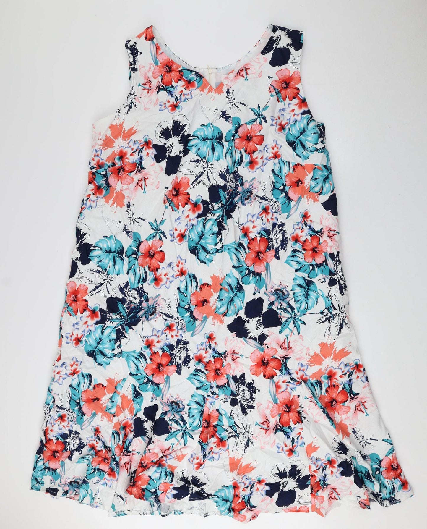 Julipa Womens Multicoloured Floral Polyester A-Line Size 26 V-Neck Zip