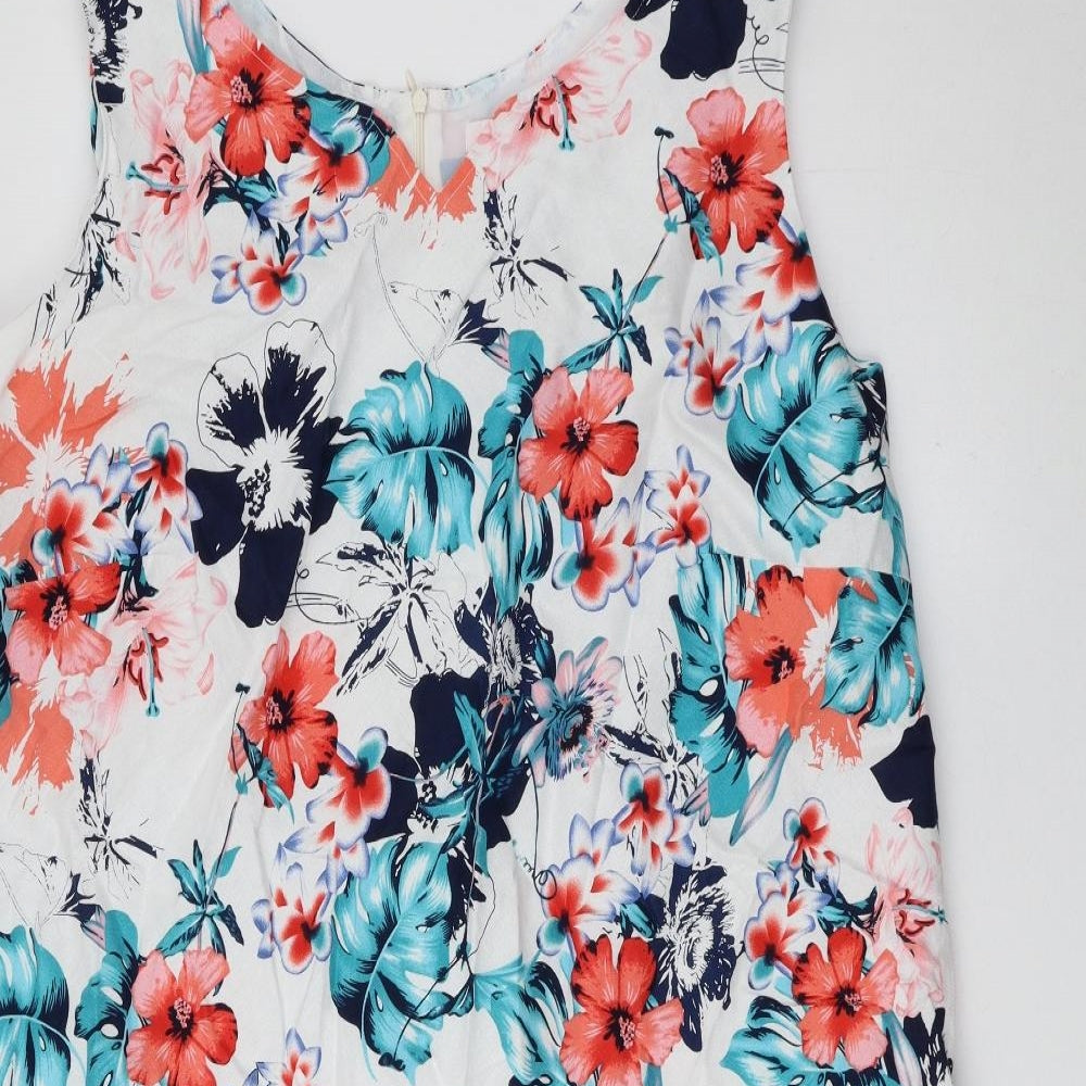 Julipa Womens Multicoloured Floral Polyester A-Line Size 26 V-Neck Zip