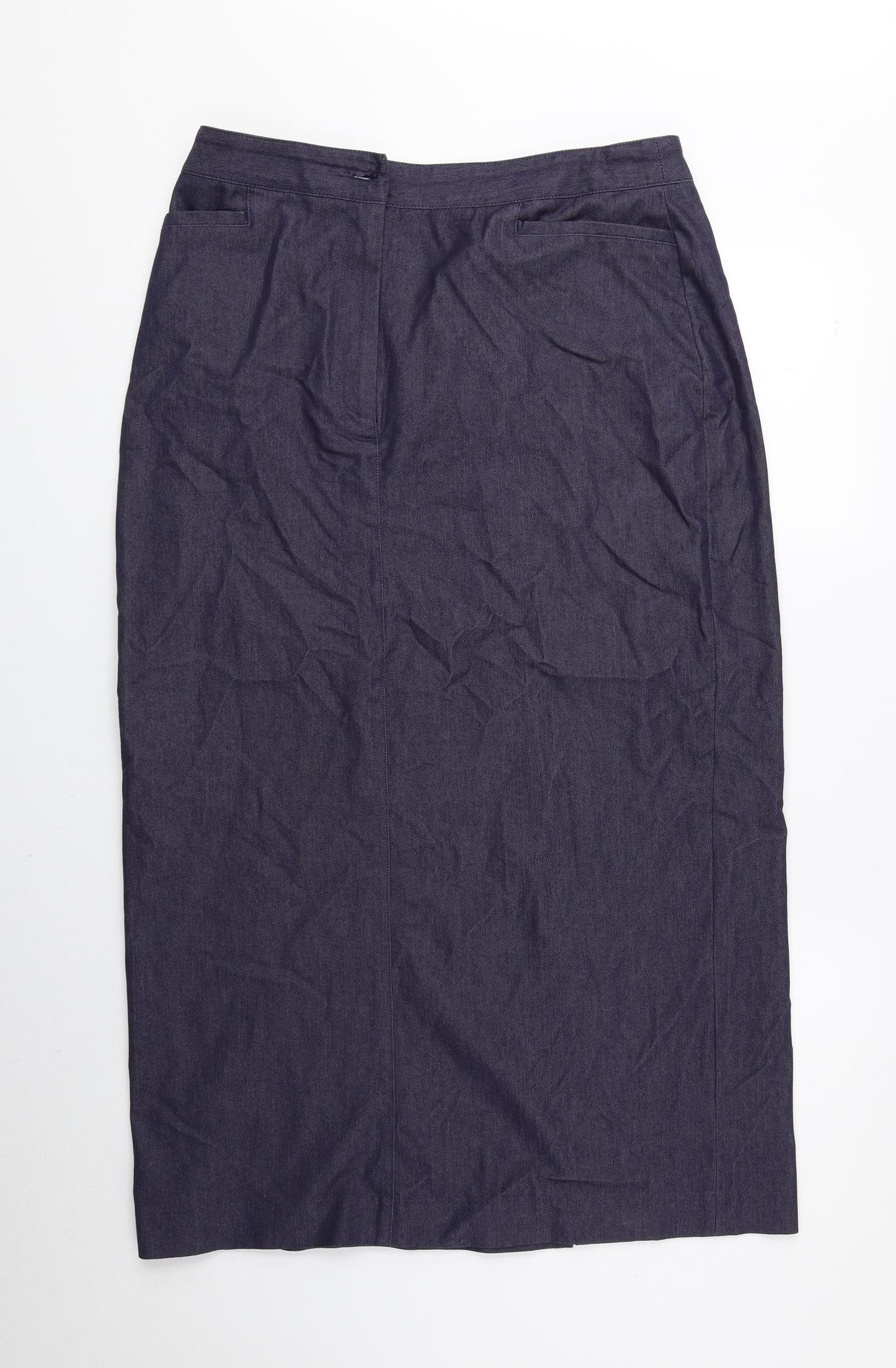 Racing Green Womens Blue Cotton Straight & Pencil Skirt Size 14 Zip