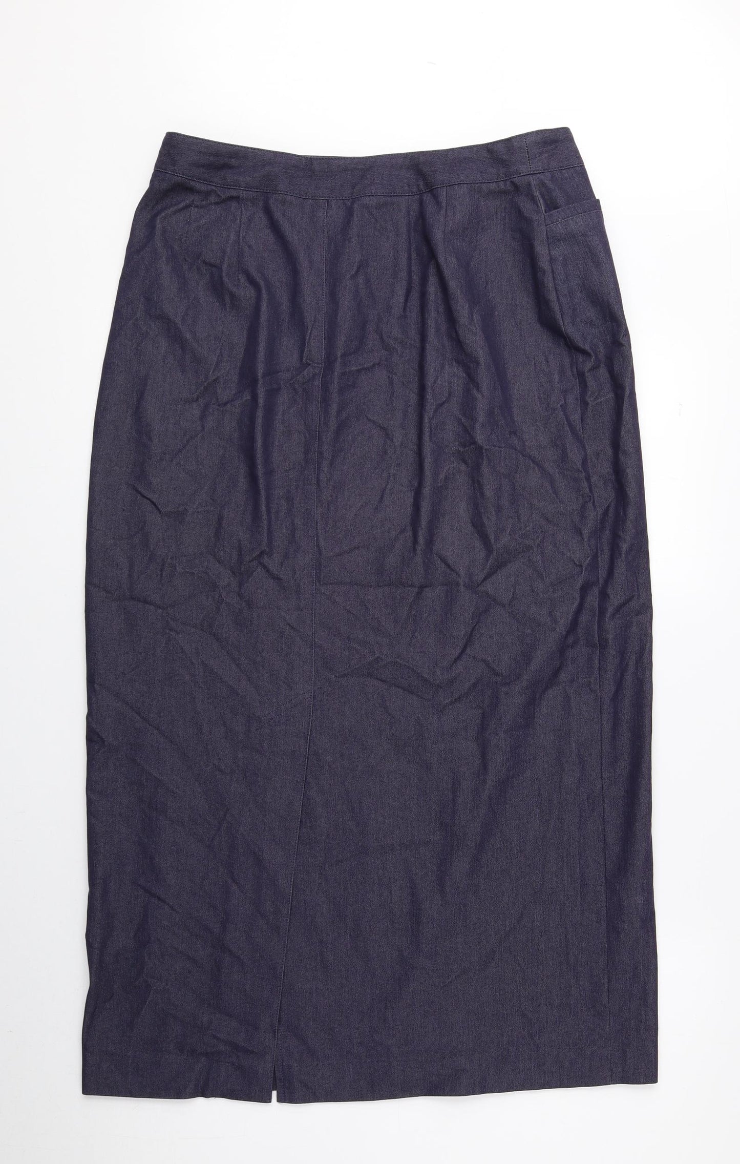 Racing Green Womens Blue Cotton Straight & Pencil Skirt Size 14 Zip