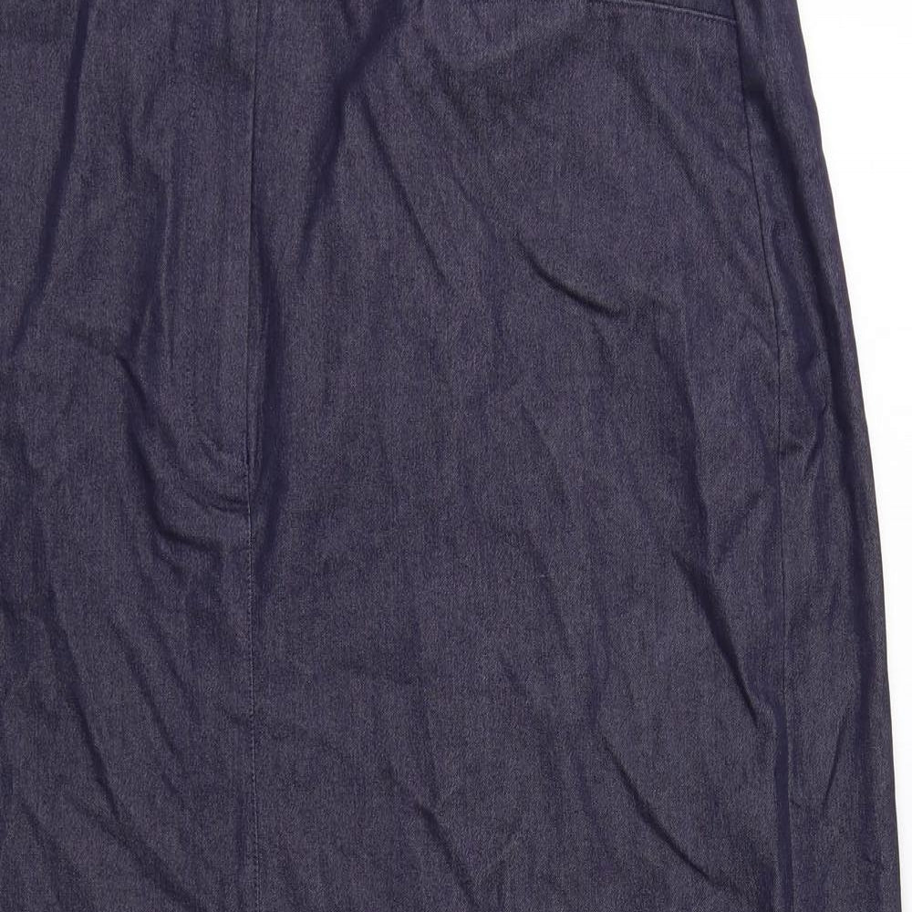 Racing Green Womens Blue Cotton Straight & Pencil Skirt Size 14 Zip
