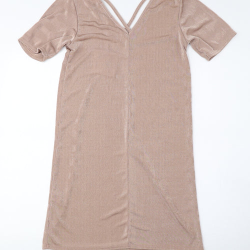 Missguided Womens Pink Polyester A-Line Size 6 V-Neck Pullover