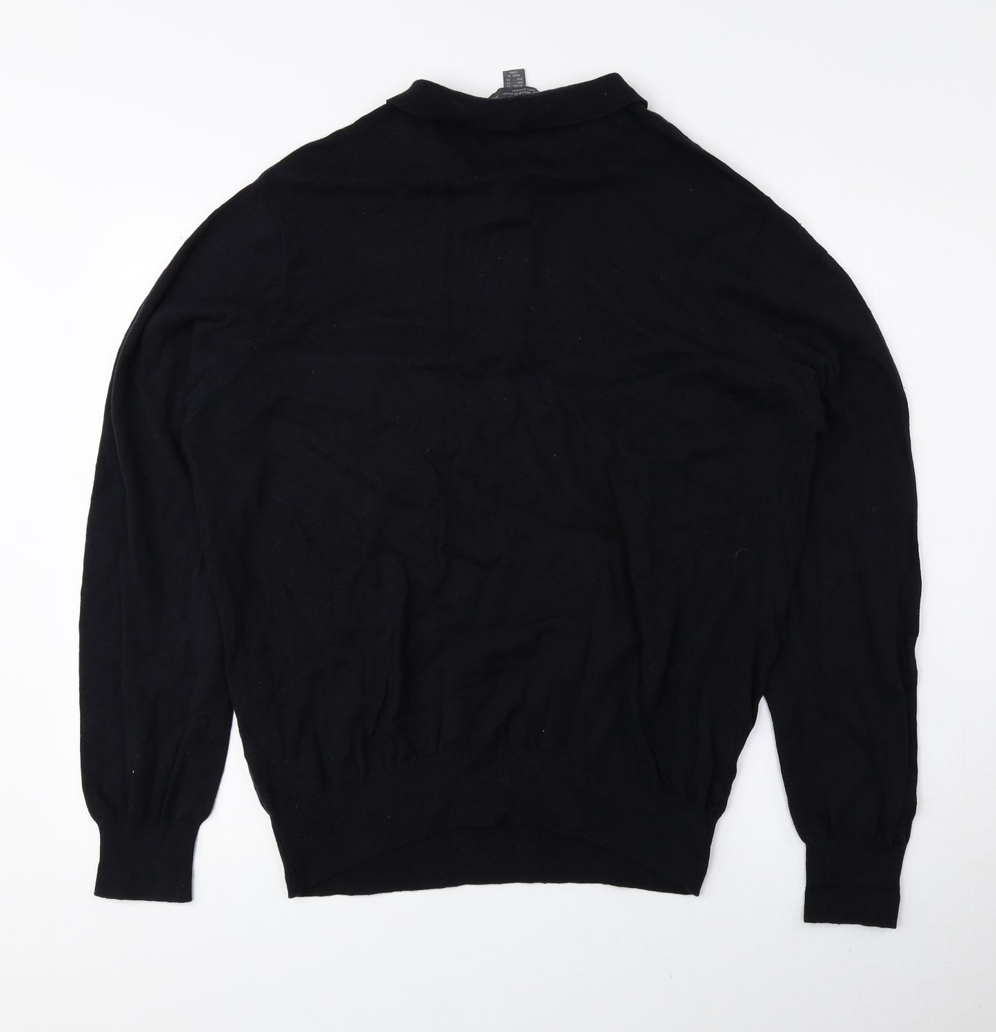 Cedar Wood State Mens Black Collared Cotton Pullover Jumper Size XL