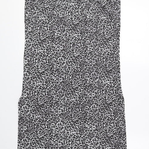 PRETTYLITTLETHING Womens Black Animal Print Polyester Tank Dress Size 12 Sweetheart Pullover - Cheetah Print