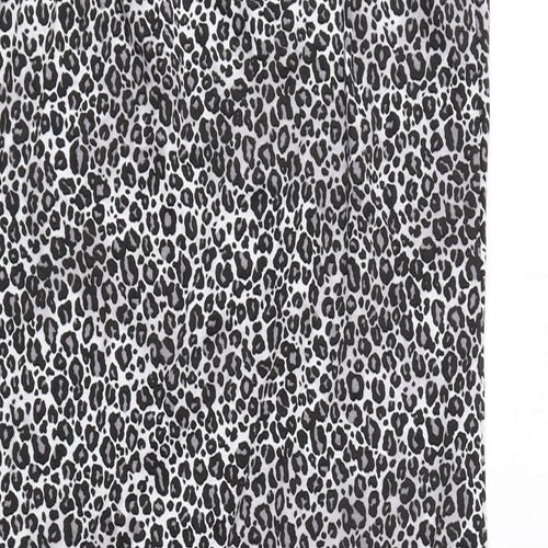 PRETTYLITTLETHING Womens Black Animal Print Polyester Tank Dress Size 12 Sweetheart Pullover - Cheetah Print