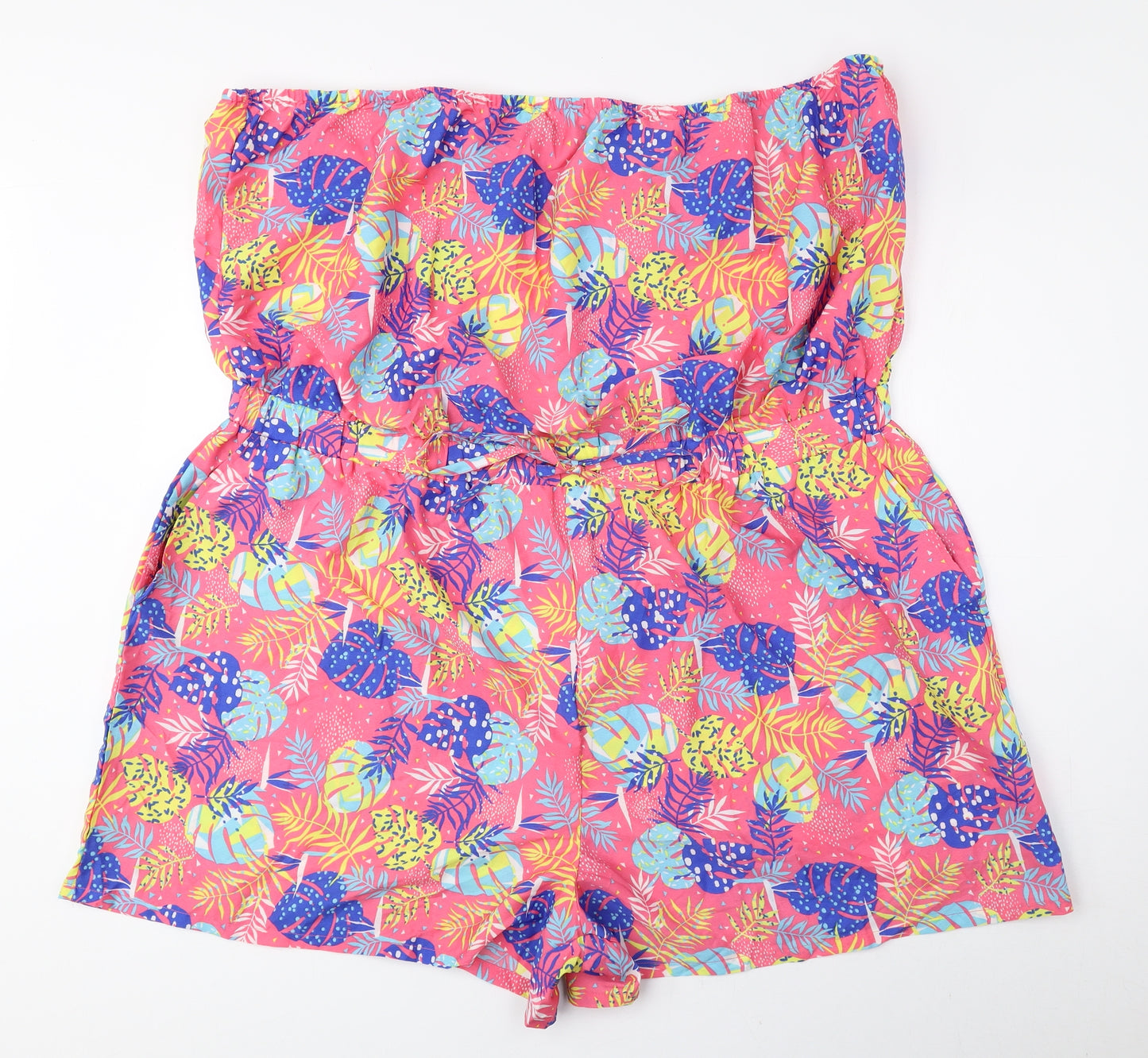 BE YOU Womens Multicoloured Floral Polyester Playsuit One-Piece Size 24 Tie