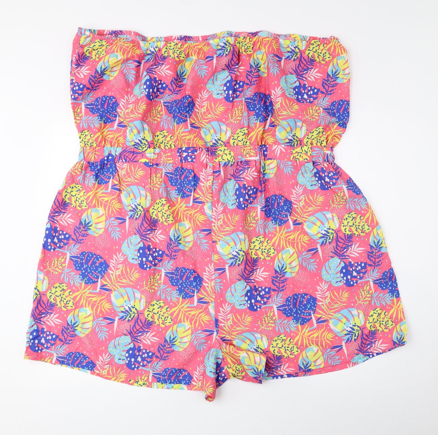 BE YOU Womens Multicoloured Floral Polyester Playsuit One-Piece Size 24 Tie