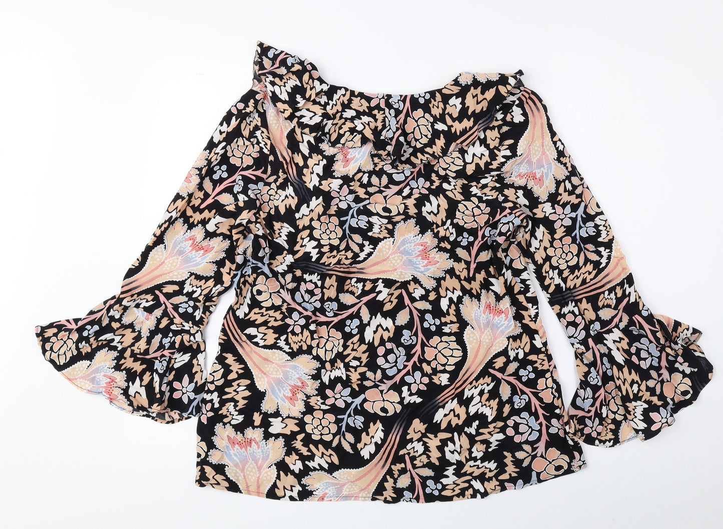 ALICE by Temperley Womens Multicoloured Floral Viscose Basic Blouse Size 10 V-Neck - Flared Sleeves
