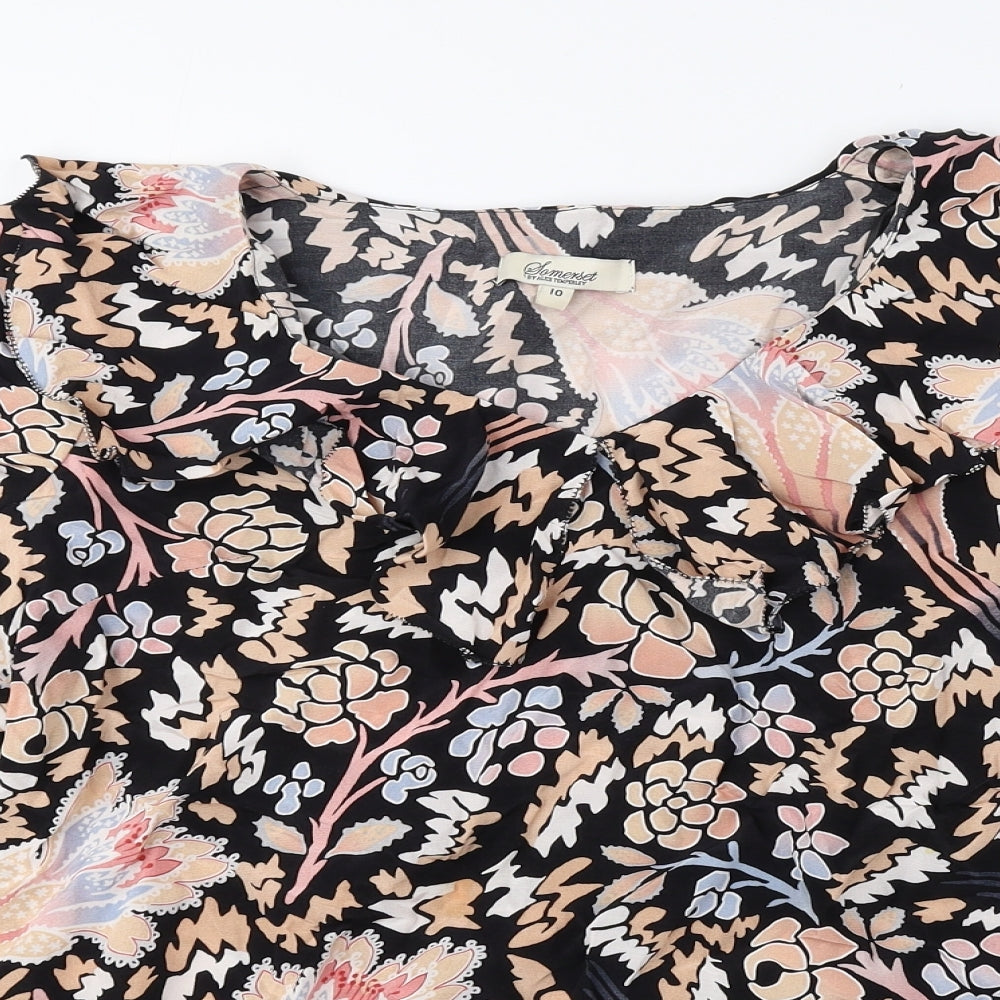 ALICE by Temperley Womens Multicoloured Floral Viscose Basic Blouse Size 10 V-Neck - Flared Sleeves