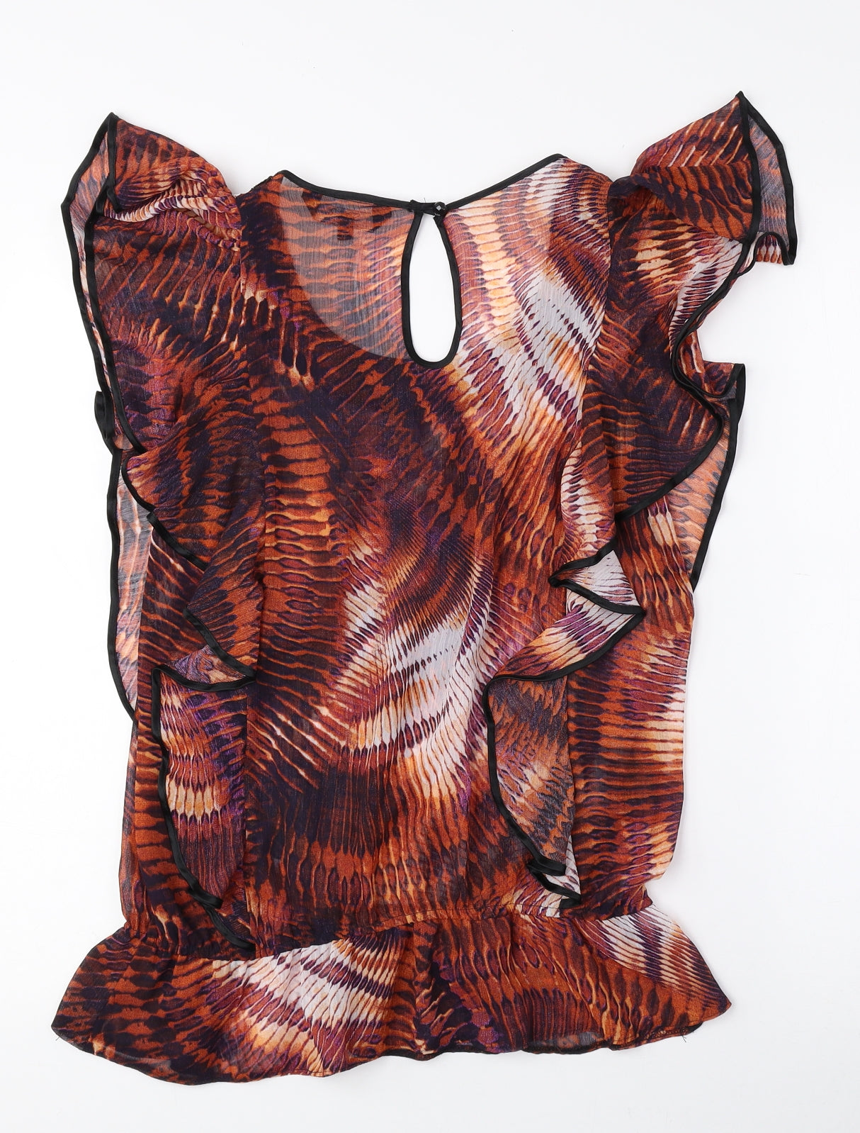 Julien Macdonald Womens Multicoloured Geometric Polyester Basic Blouse Size 12 Scoop Neck