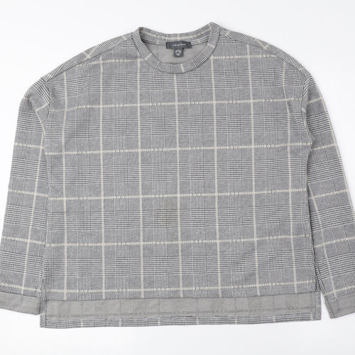 Primark Womens Grey Plaid Polyester Pullover Sweatshirt Size S Pullover
