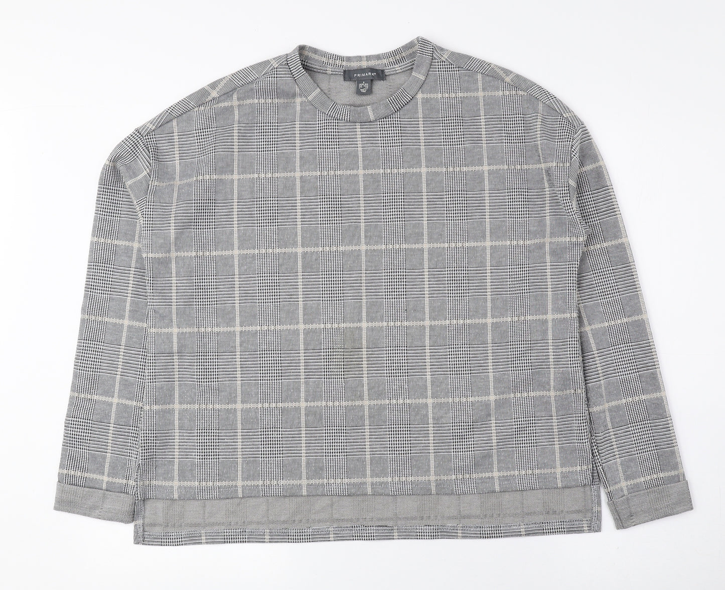 Primark Womens Grey Plaid Polyester Pullover Sweatshirt Size S Pullover