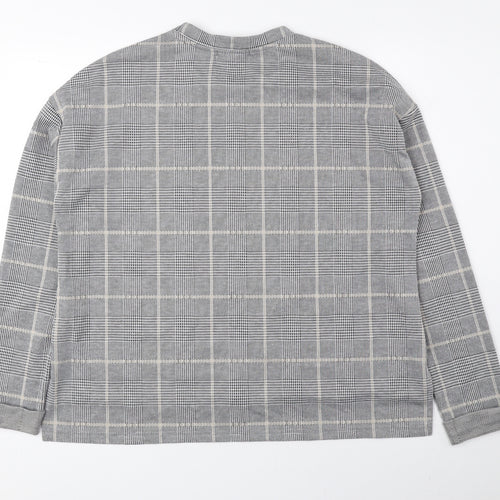 Primark Womens Grey Plaid Polyester Pullover Sweatshirt Size S Pullover
