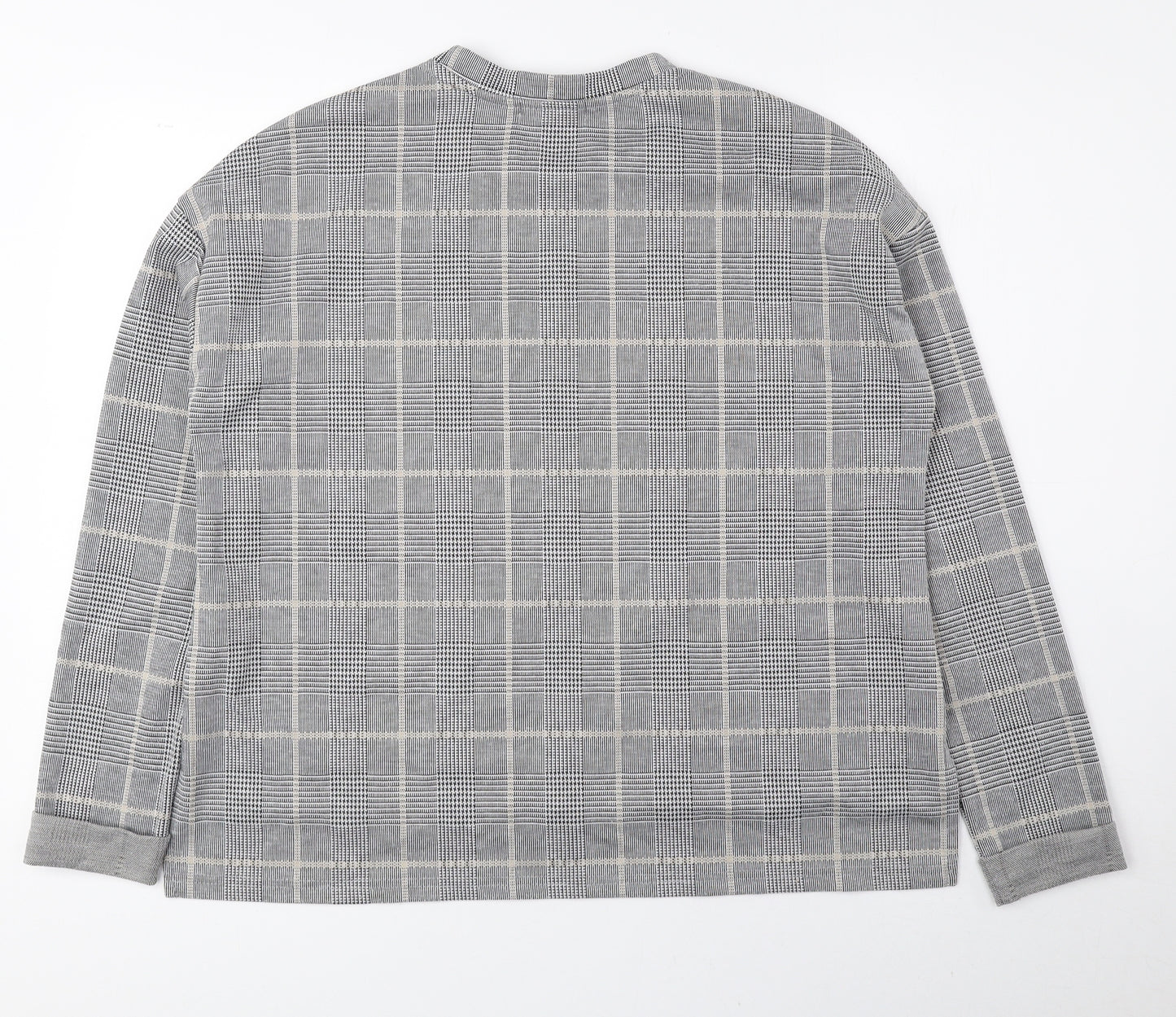 Primark Womens Grey Plaid Polyester Pullover Sweatshirt Size S Pullover