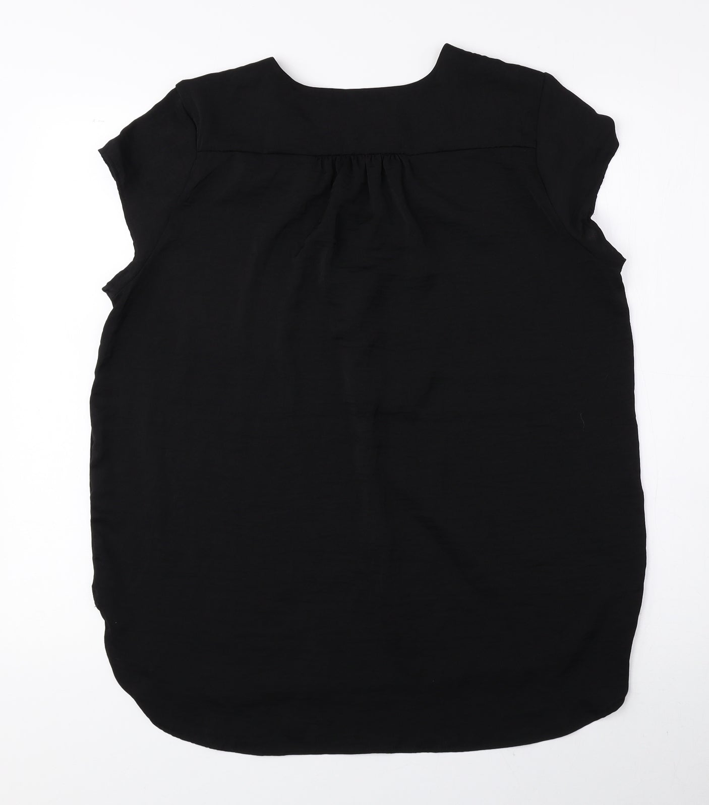 H&M Womens Black Polyester Basic Blouse Size 10 V-Neck