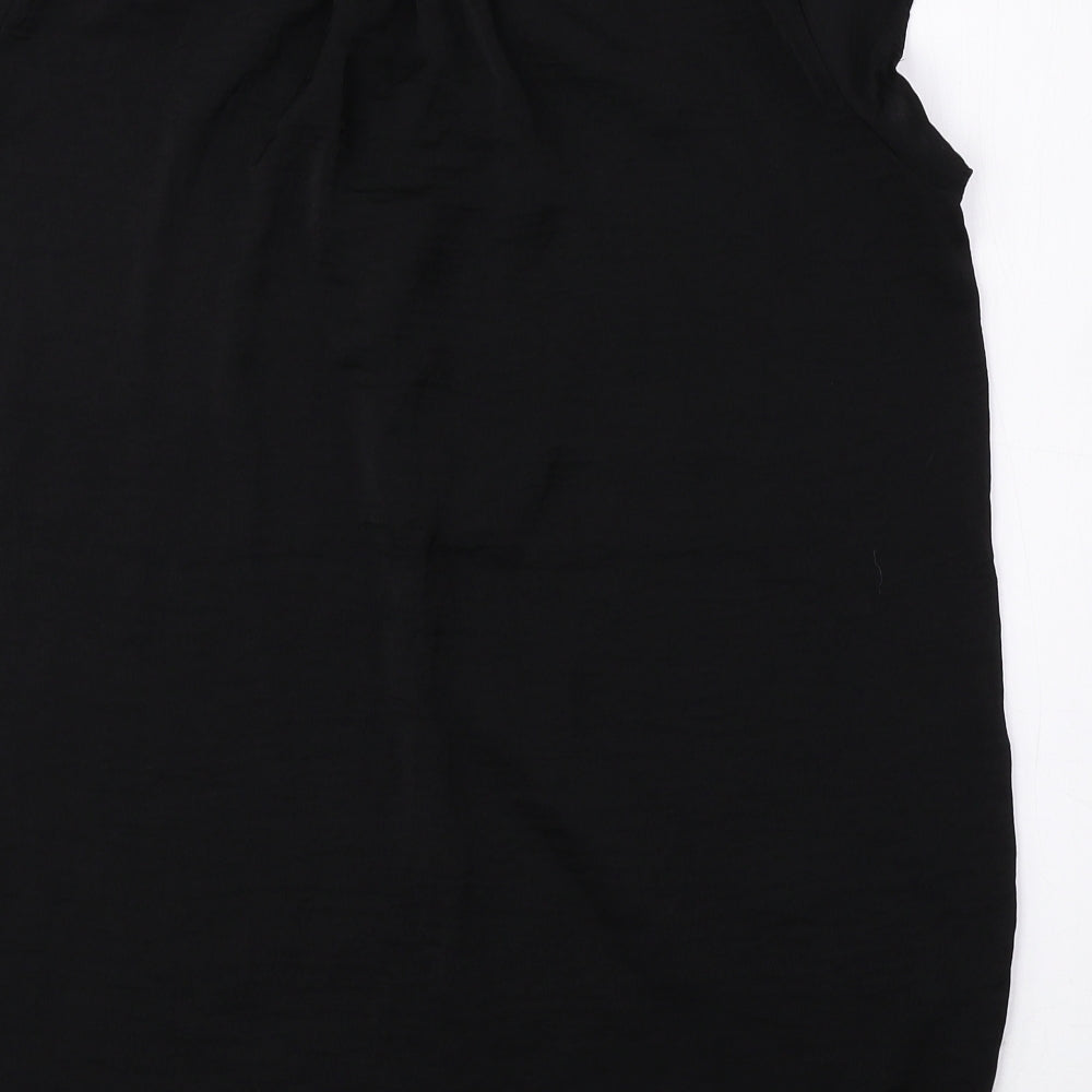 H&M Womens Black Polyester Basic Blouse Size 10 V-Neck