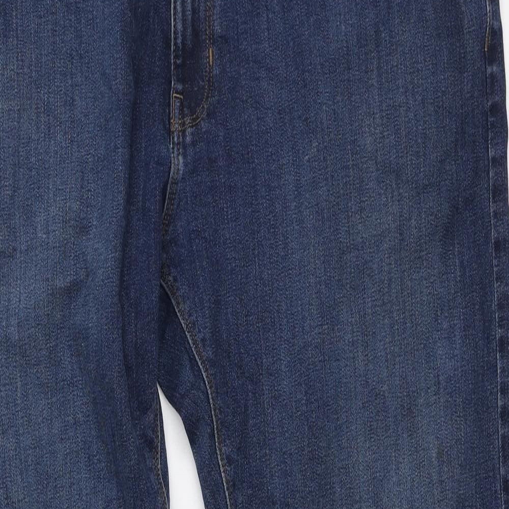 Marks and Spencer Mens Blue Cotton Straight Jeans Size 38 in L29 in Regular Zip