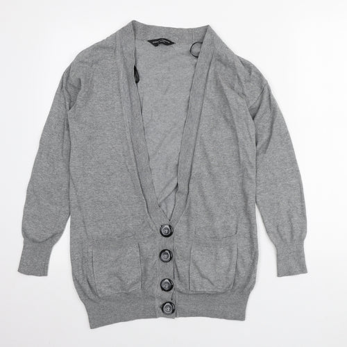 Dorothy Perkins Womens Grey V-Neck Polyamide Cardigan Jumper Size 12