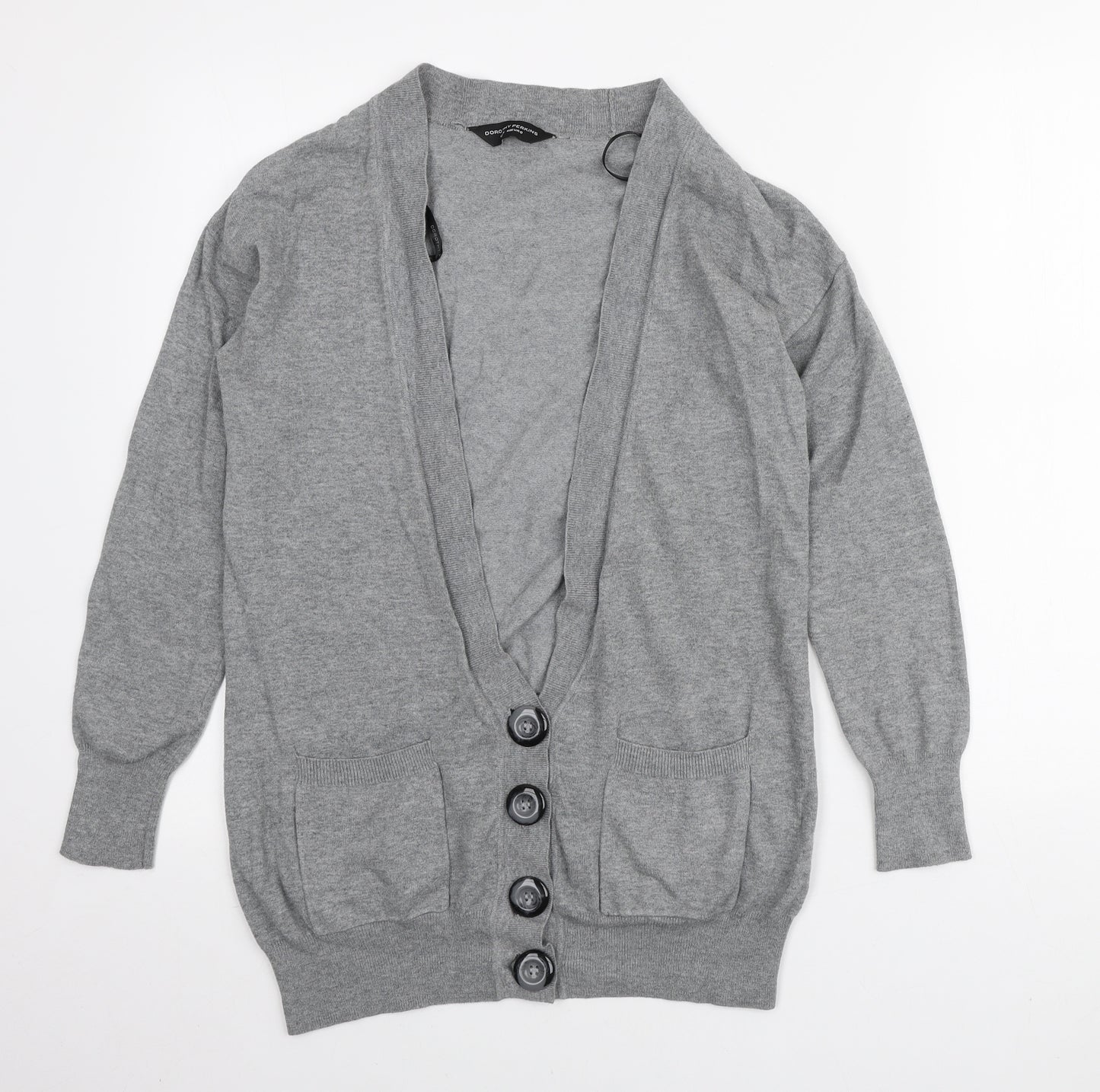 Dorothy Perkins Womens Grey V-Neck Polyamide Cardigan Jumper Size 12