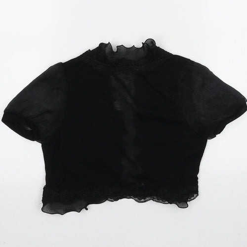 Quiz Womens Black V-Neck Polyester Cardigan Jumper Size 12 - Rose Detail