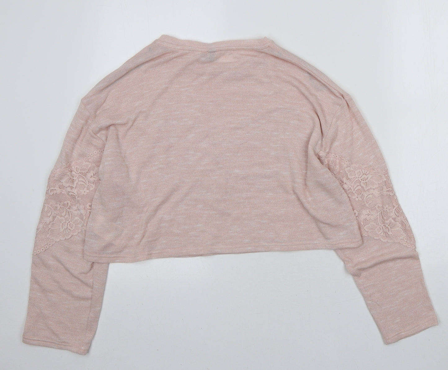 H&M Womens Pink Round Neck Polyester Pullover Jumper Size S - Lace detail