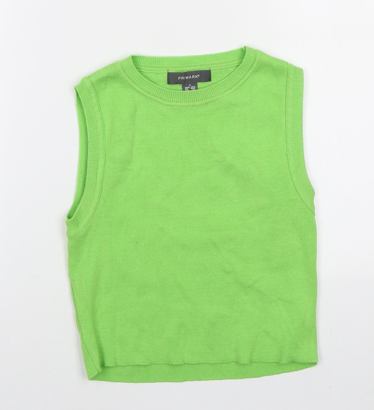 Primark Womens Green Cotton Basic Tank Size S Round Neck