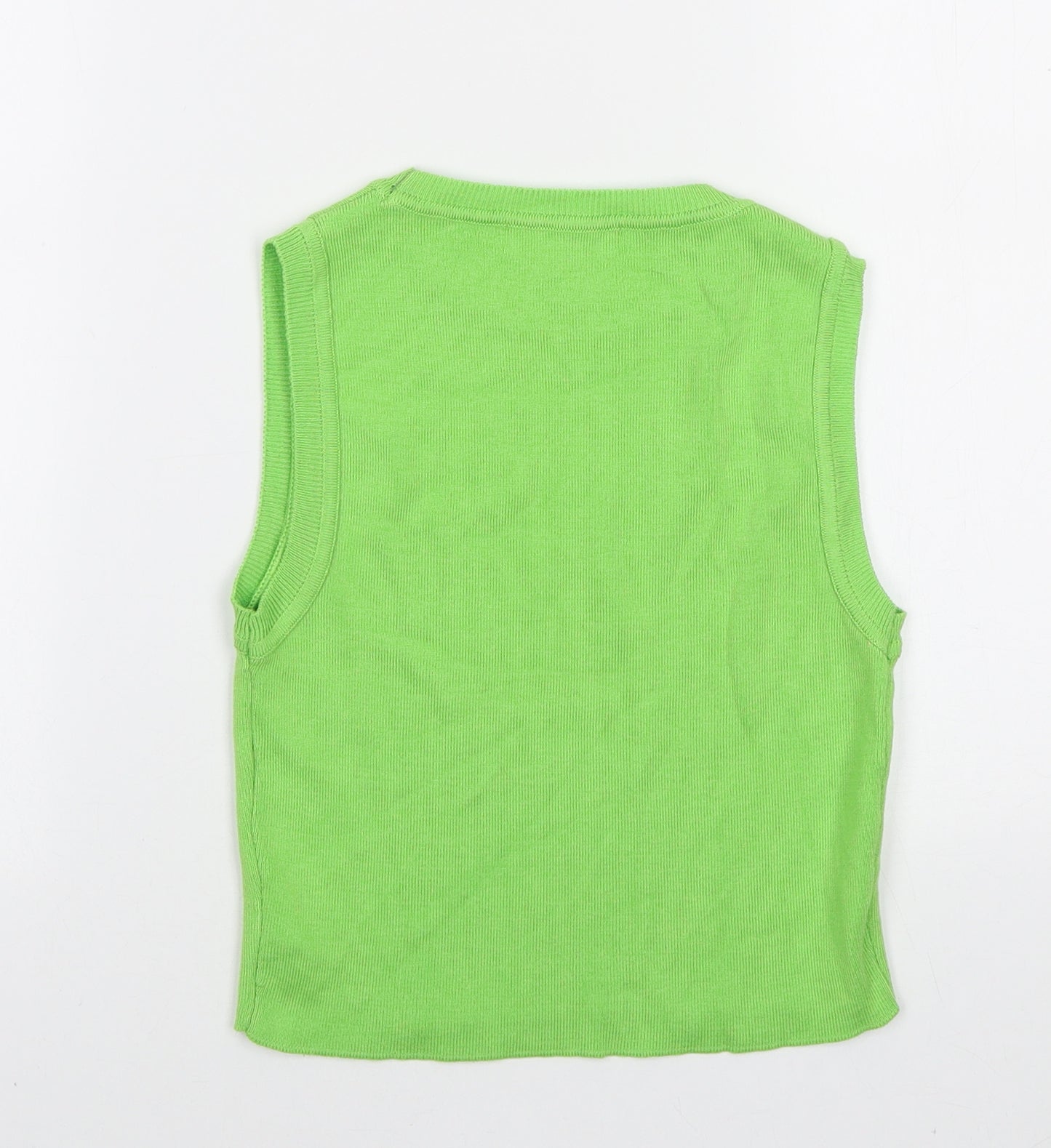 Primark Womens Green Cotton Basic Tank Size S Round Neck