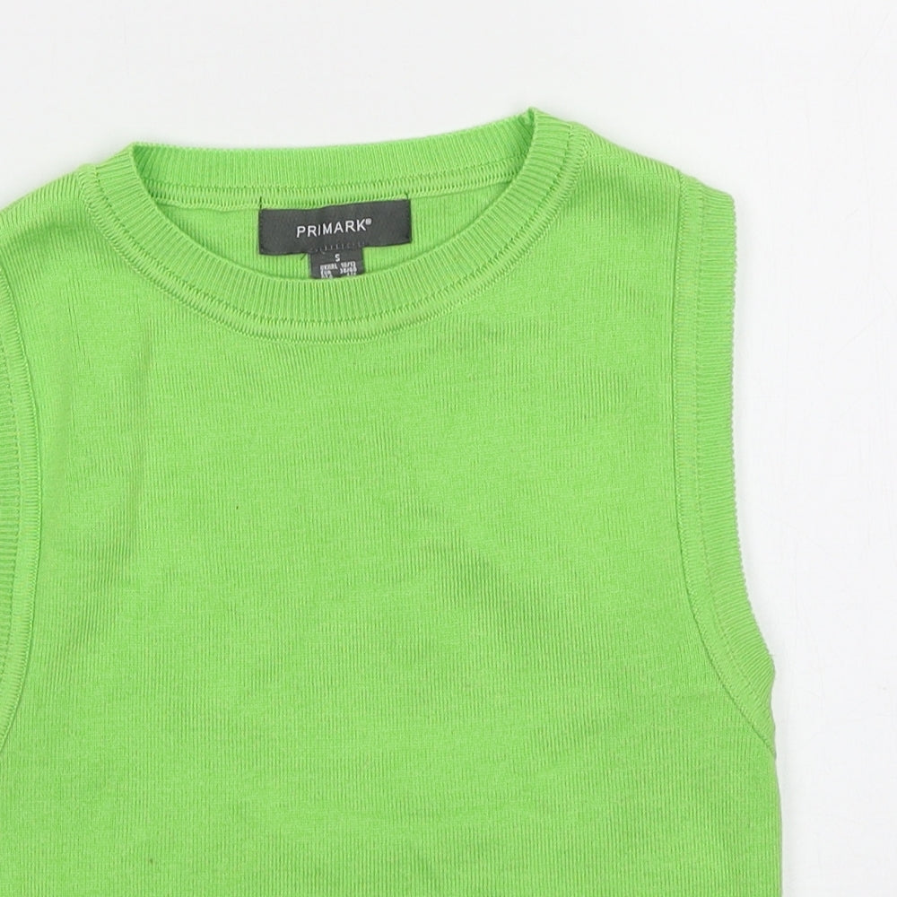 Primark Womens Green Cotton Basic Tank Size S Round Neck