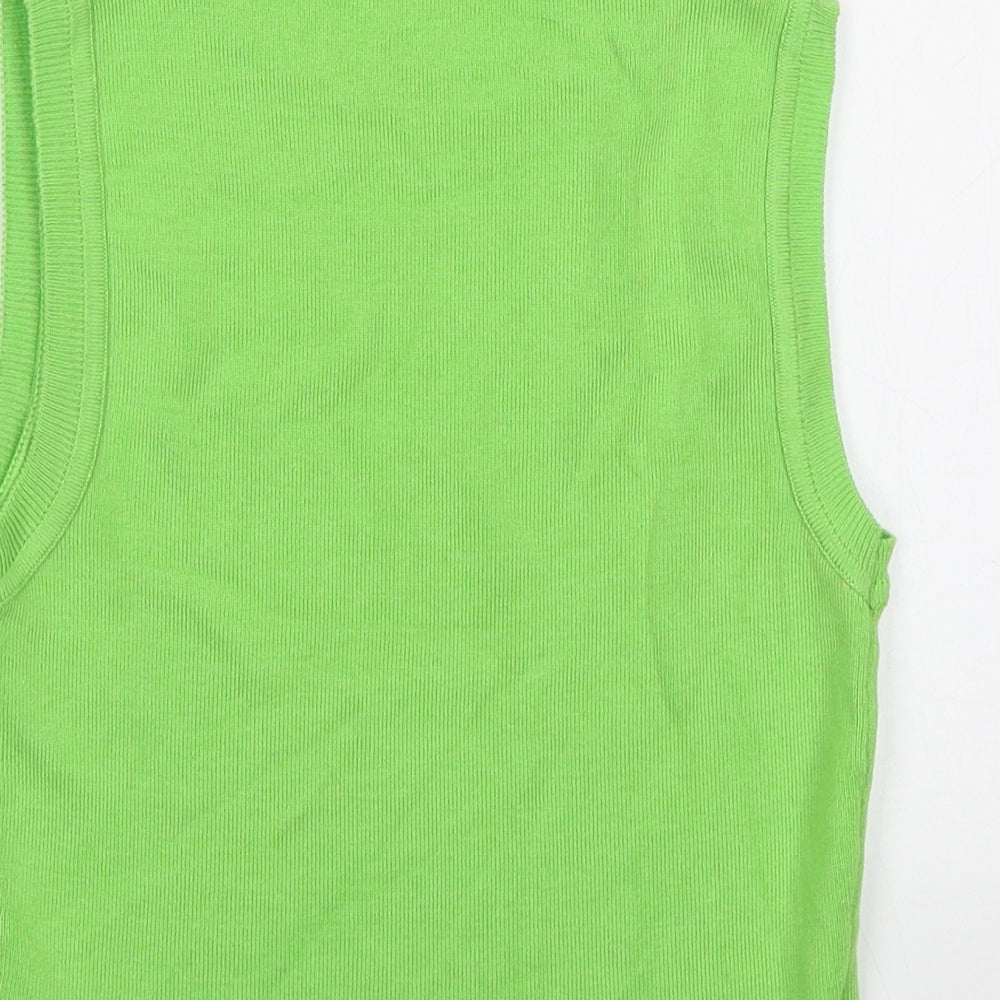 Primark Womens Green Cotton Basic Tank Size S Round Neck