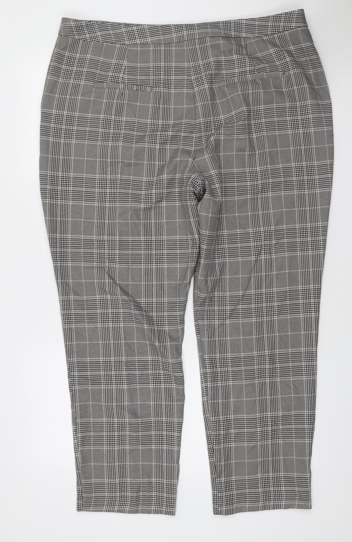 TU Womens Black Plaid Polyester Trousers Size 20 L26.5 in Regular Zip