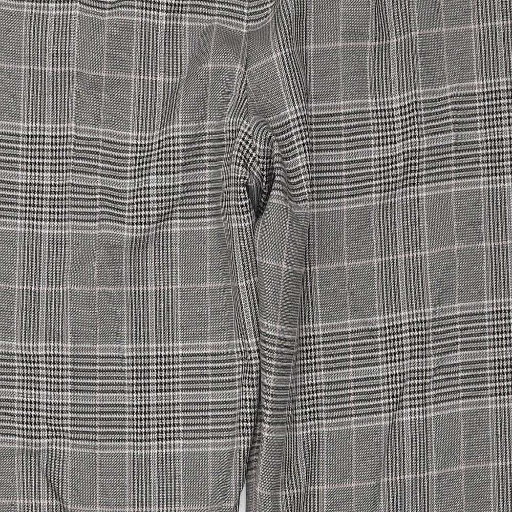 TU Womens Black Plaid Polyester Trousers Size 20 L26.5 in Regular Zip