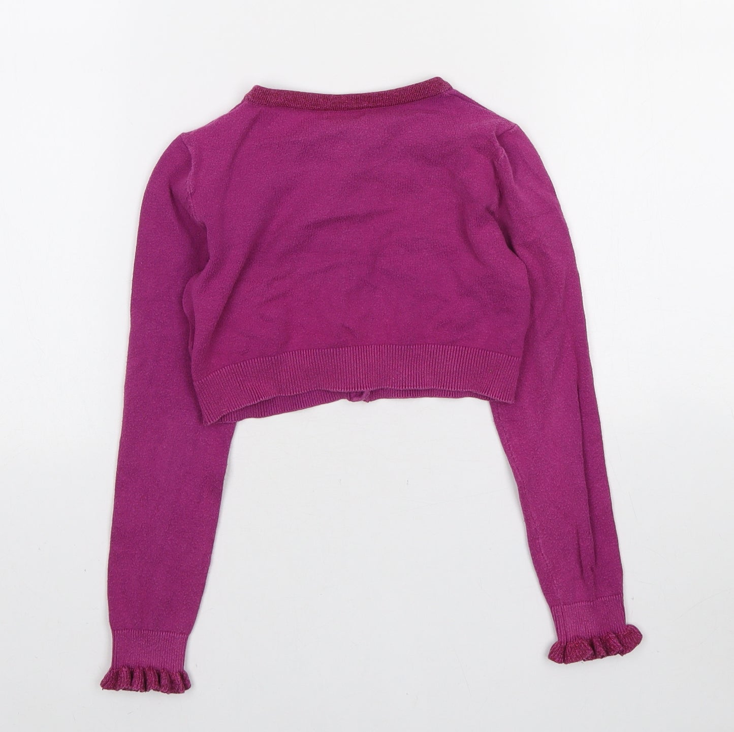 NEXT Girls Pink Round Neck Polyester Cardigan Jumper Size 7 Years Button