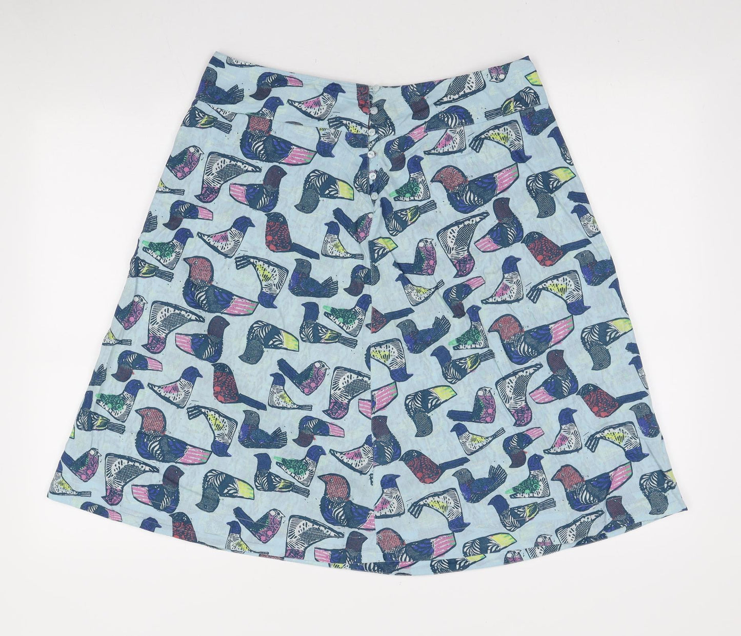 White Stuff Womens Multicoloured Geometric Cotton A-Line Skirt Size 12 Button