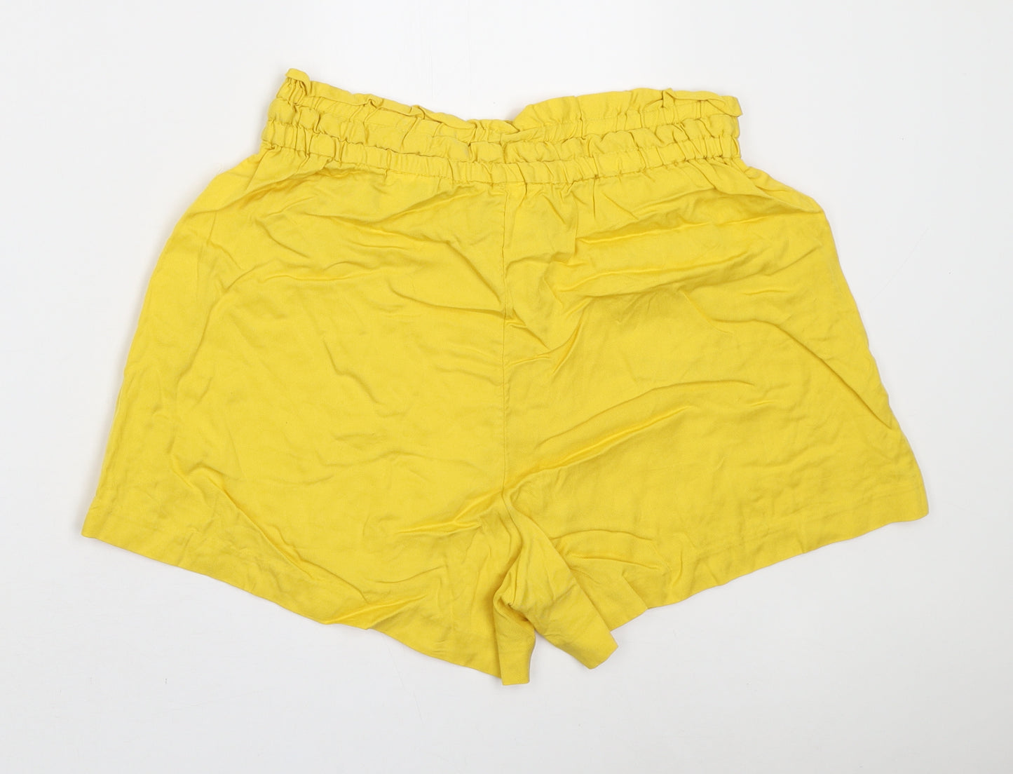 H&M Womens Yellow Lyocell Paperbag Shorts Size 10 L3 in Regular Drawstring