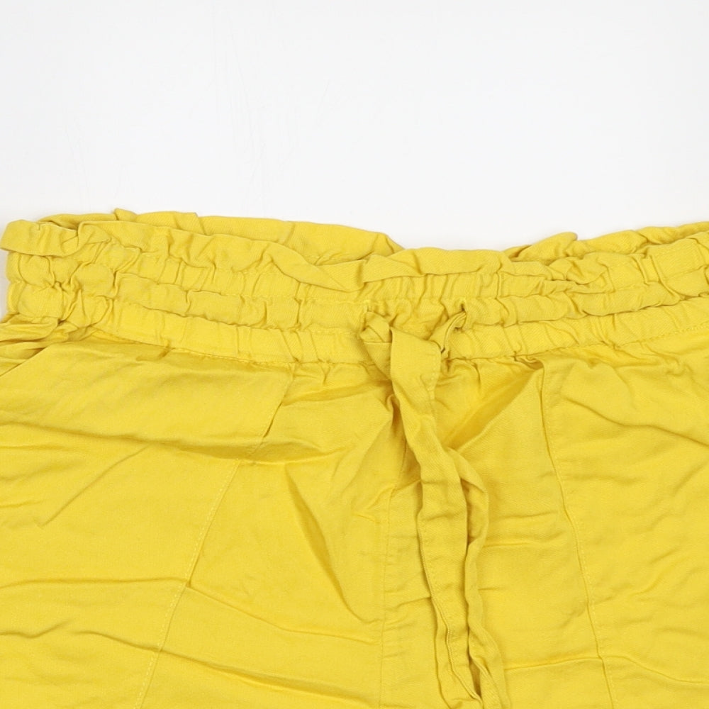 H&M Womens Yellow Lyocell Paperbag Shorts Size 10 L3 in Regular Drawstring