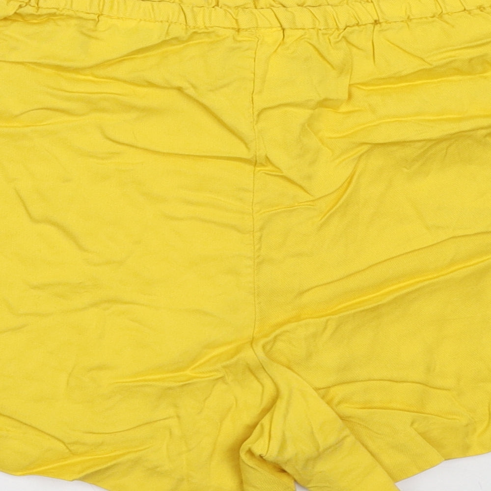 H&M Womens Yellow Lyocell Paperbag Shorts Size 10 L3 in Regular Drawstring