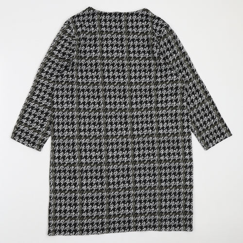 TU Womens Black Geometric Polyester A-Line Size 12 Boat Neck Pullover