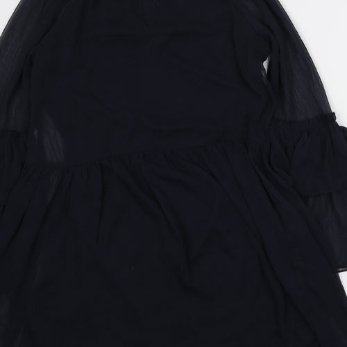 H&M Womens Blue Polyester Mini Size 10 Round Neck Button