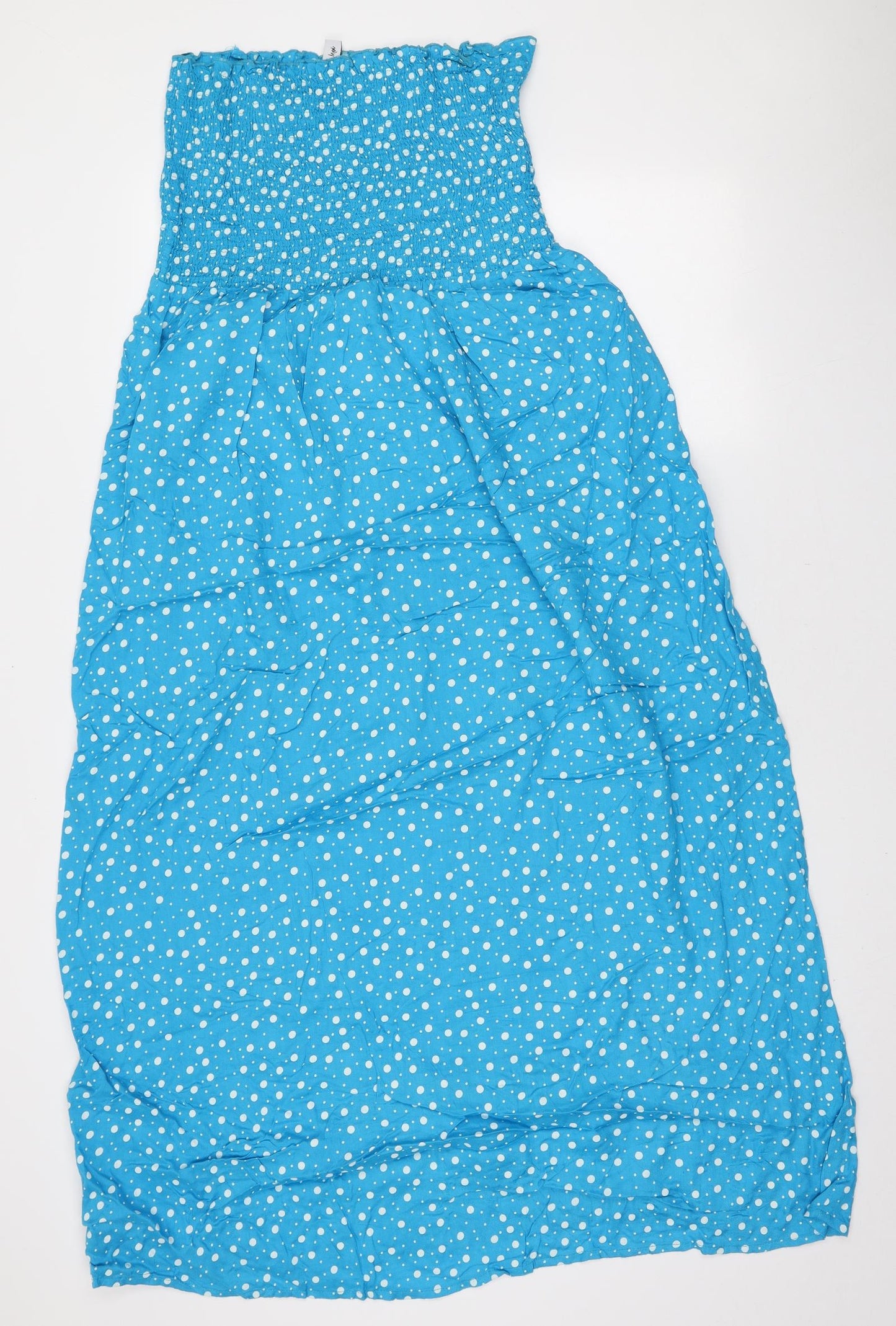 Pour Moi Womens Blue Polka Dot Viscose Fit & Flare Size 10 Off the Shoulder Pullover