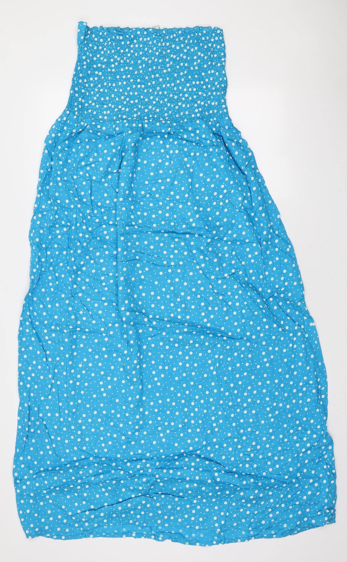 Pour Moi Womens Blue Polka Dot Viscose Fit & Flare Size 10 Off the Shoulder Pullover