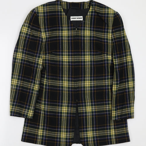 Gerry Weber Womens Black Plaid Jacket Blazer Size 10 Zip