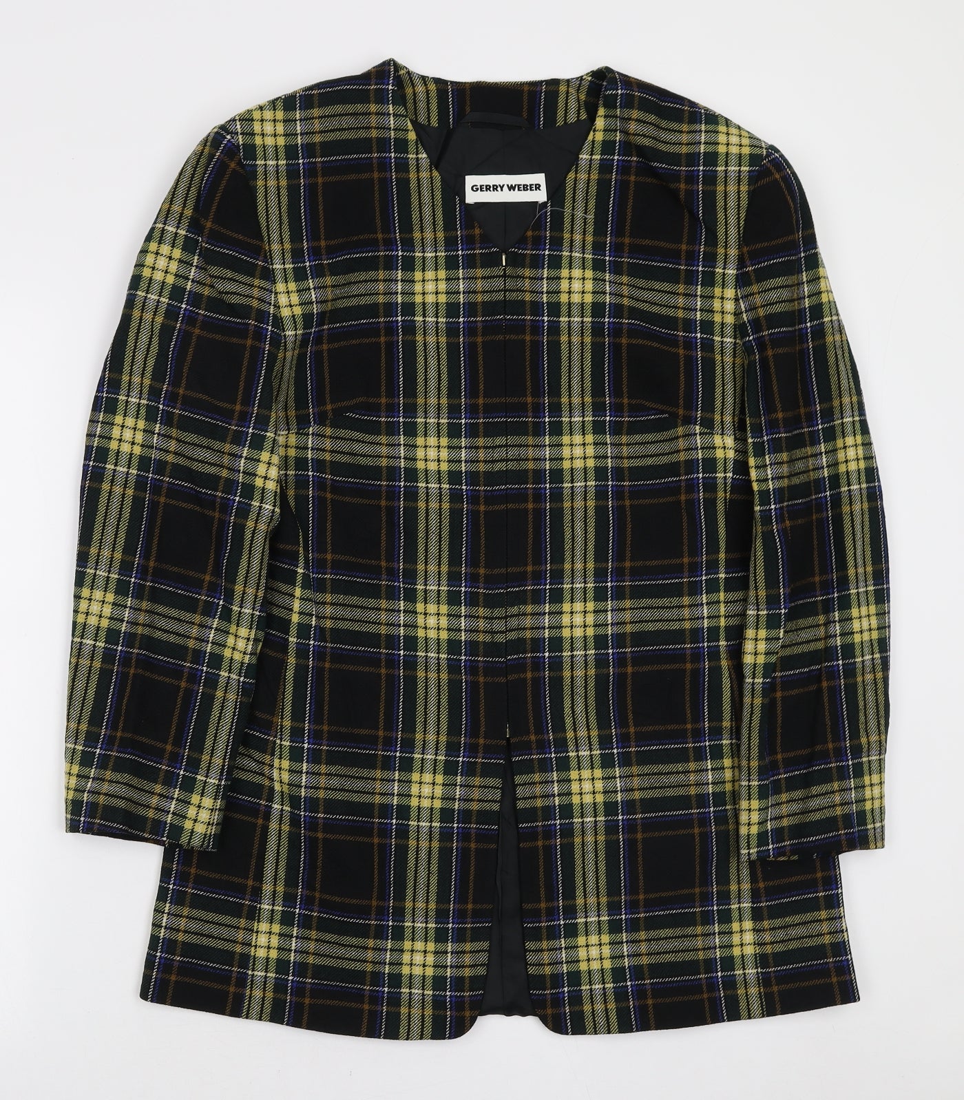 Gerry Weber Womens Black Plaid Jacket Blazer Size 10 Zip