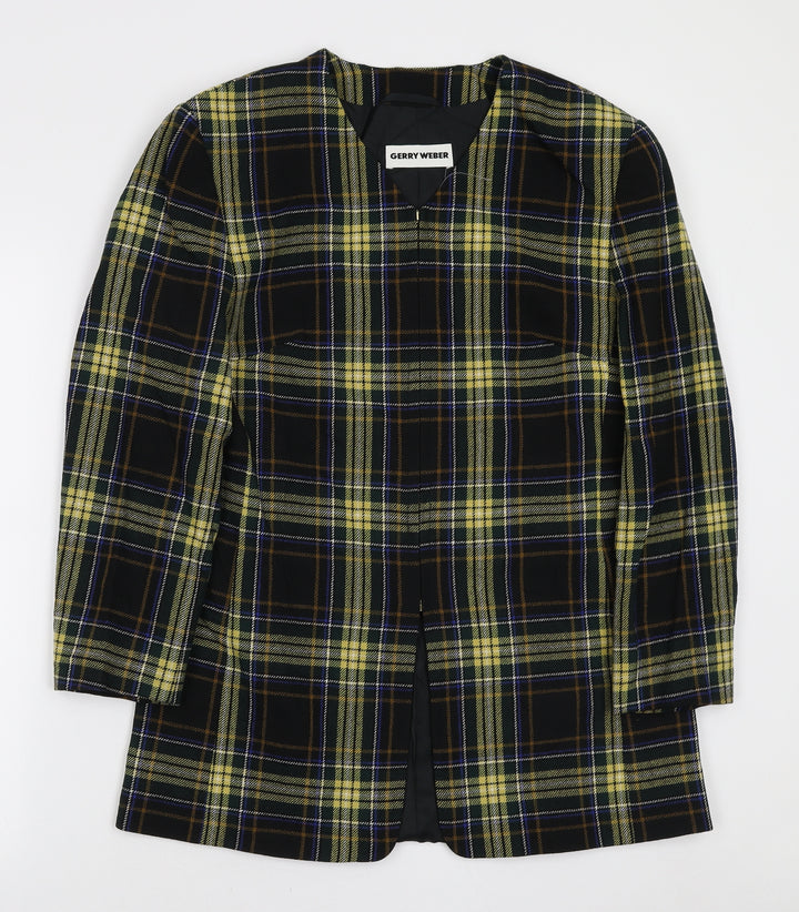 Gerry Weber Womens Black Plaid Jacket Blazer Size 10 Zip