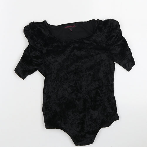 MaterialGirl Womens Black Polyamide Bodysuit One-Piece Size S Snap