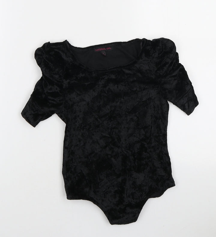MaterialGirl Womens Black Polyamide Bodysuit One-Piece Size S Snap