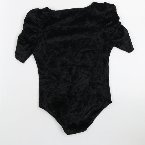 MaterialGirl Womens Black Polyamide Bodysuit One-Piece Size S Snap